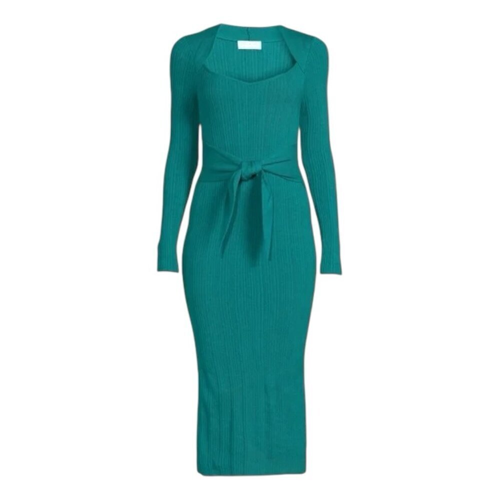 NWT Sofia Jeans Kelly Green Belted Knit Midi Dress Sofia Vergara Womens Large